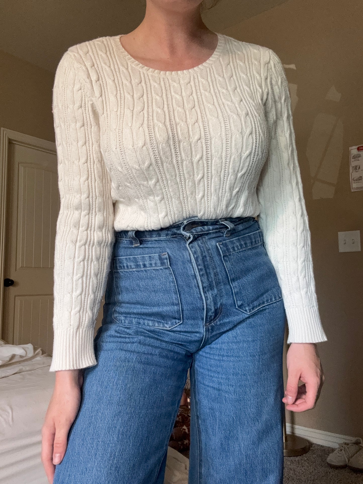Cream Cable Knit Sweater