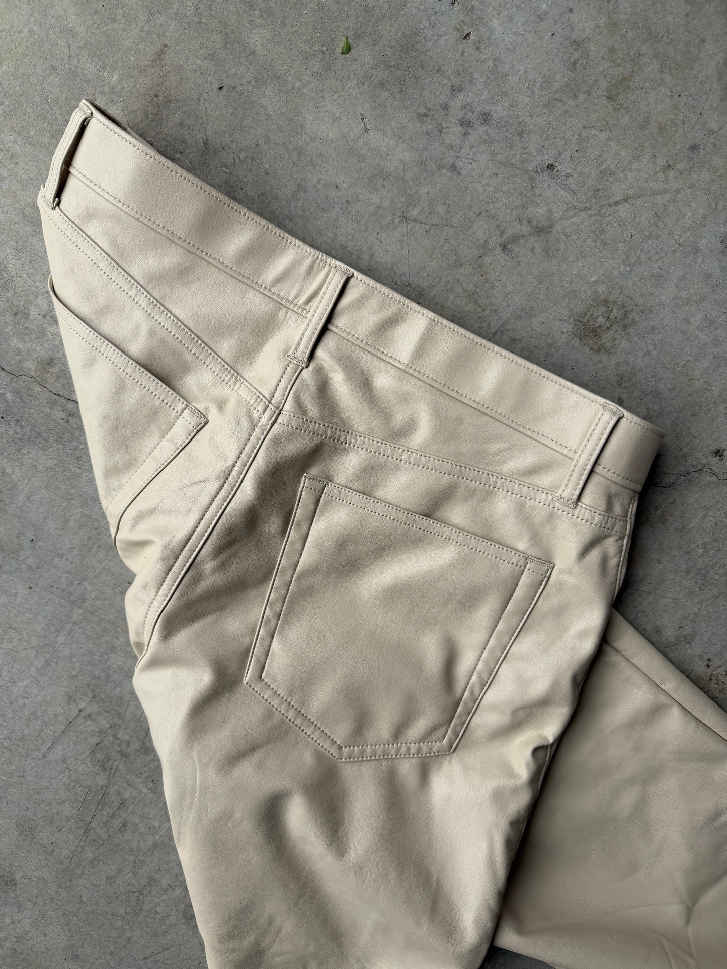 Cream Leather Pants