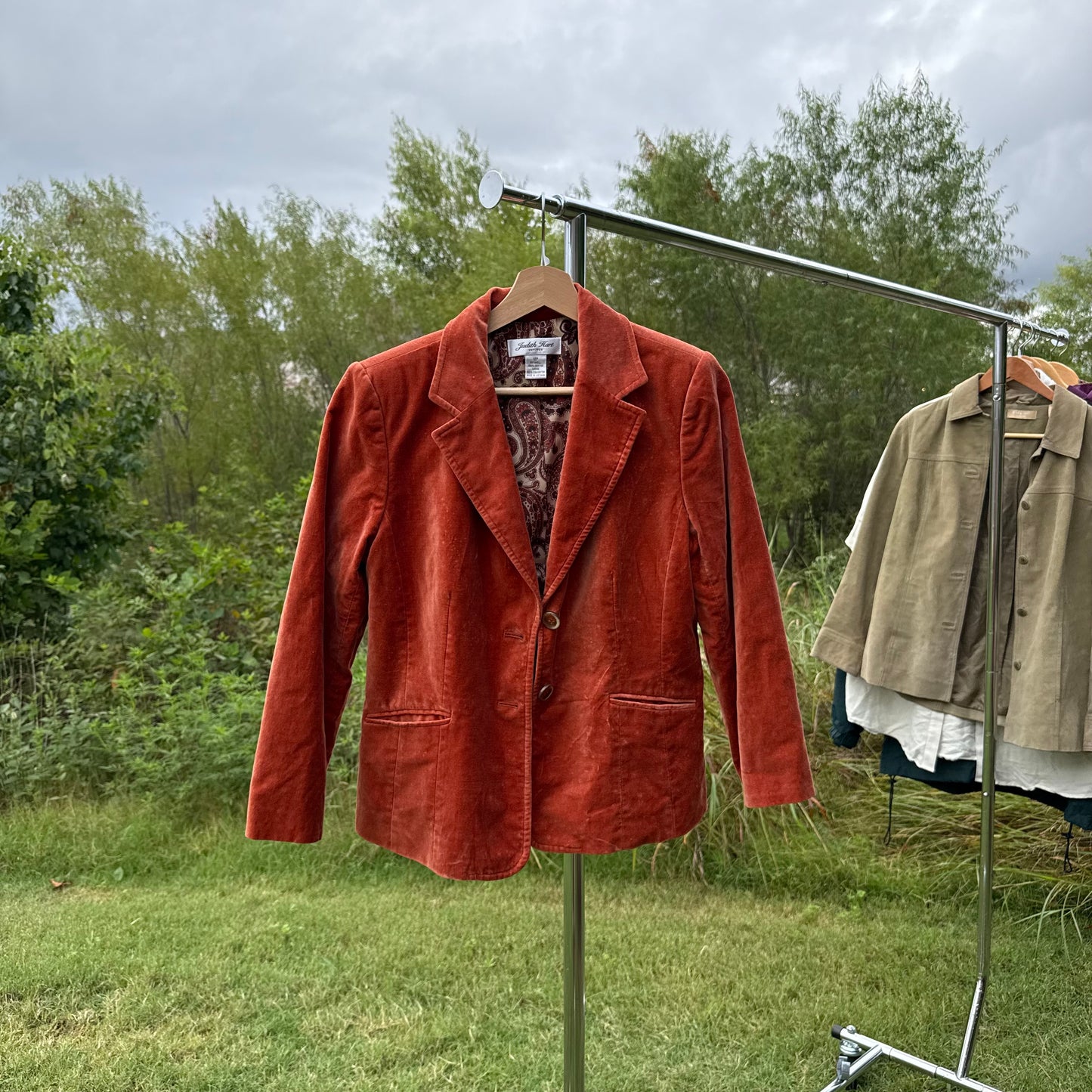 Orange Velvet Blazer