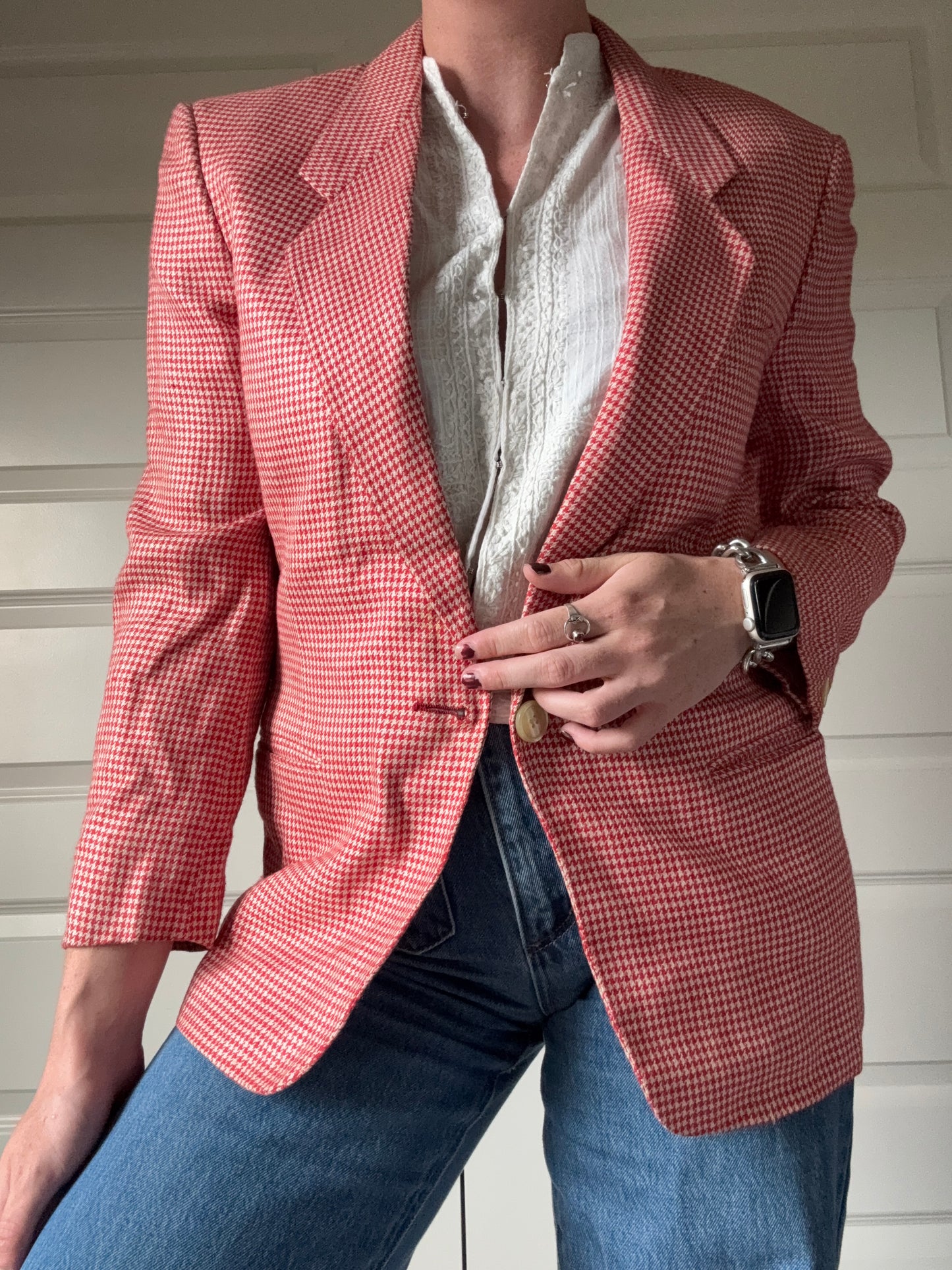 Red Houndstooth Blazer