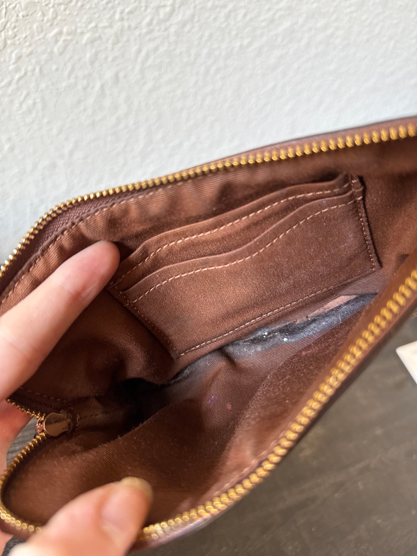 Coach Brown Monogram Wristlet