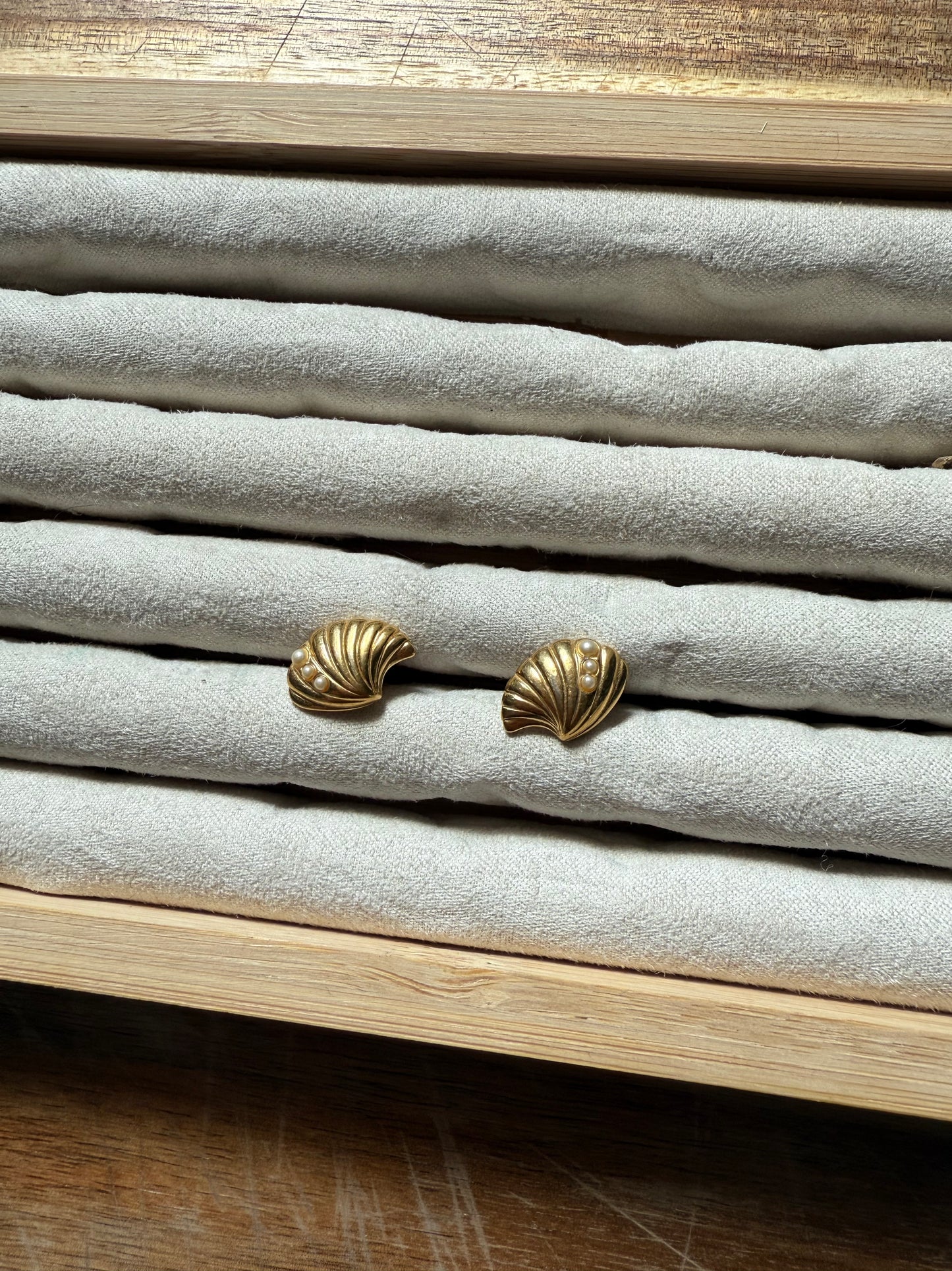 Gold Pearl Shell Studs