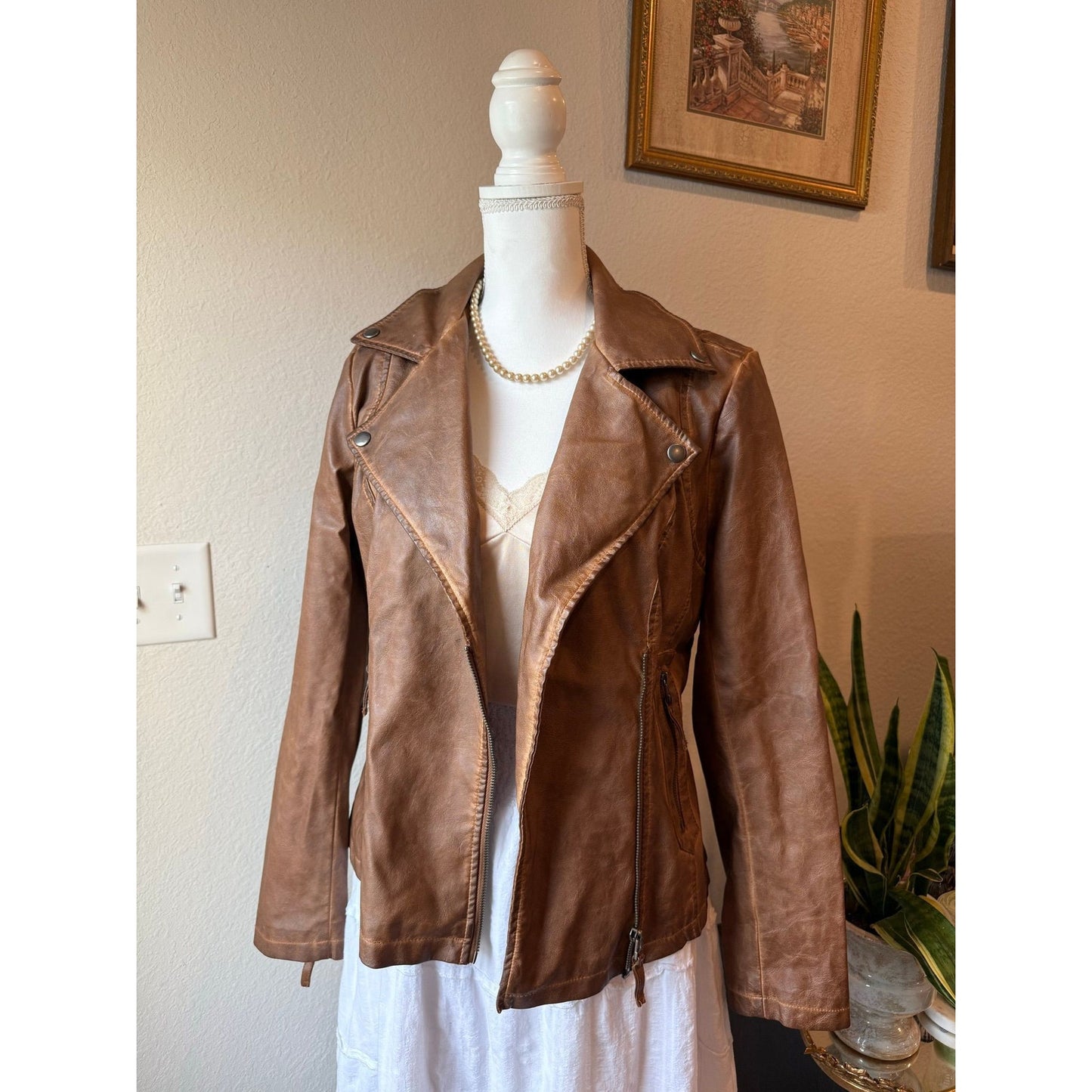 Brown Faux Leather Jacket
