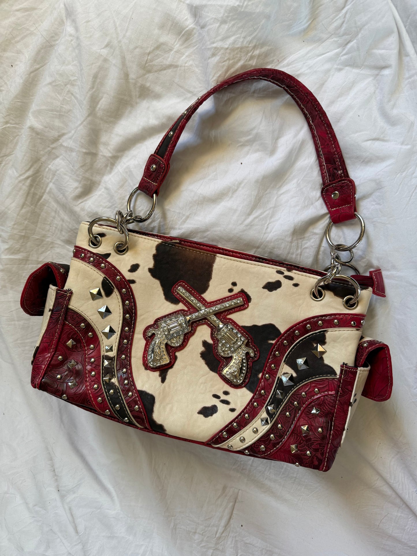 Cowhide Rhinestone Purse