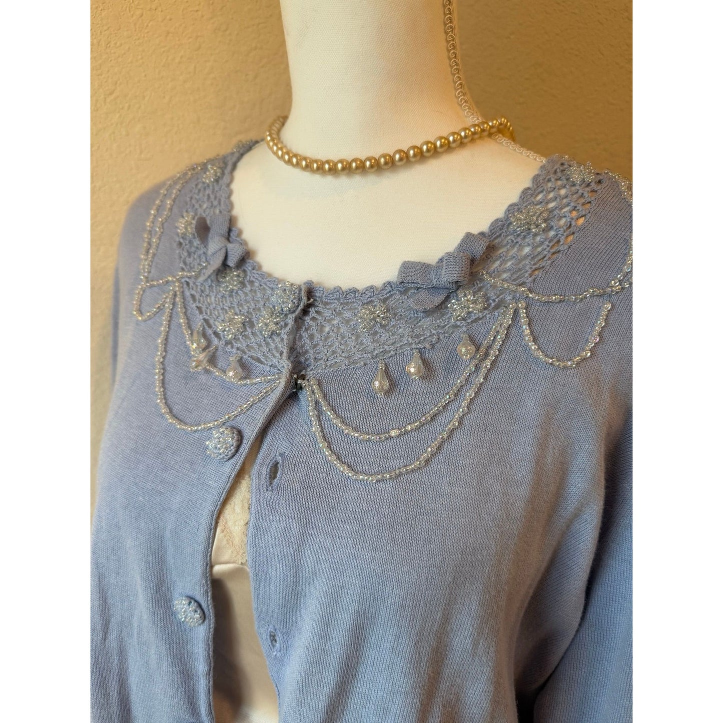 Periwinkle Beaded Lace Top