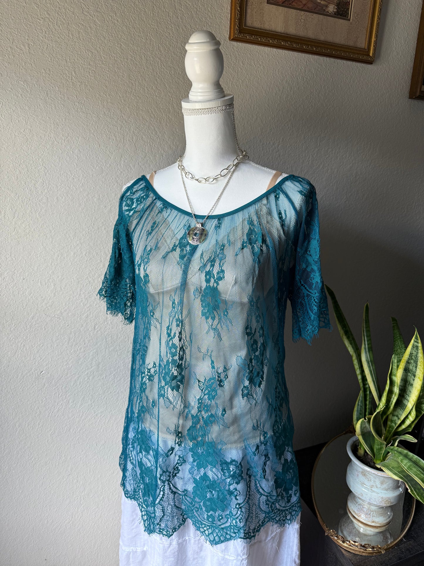 M - Blue Lace Top