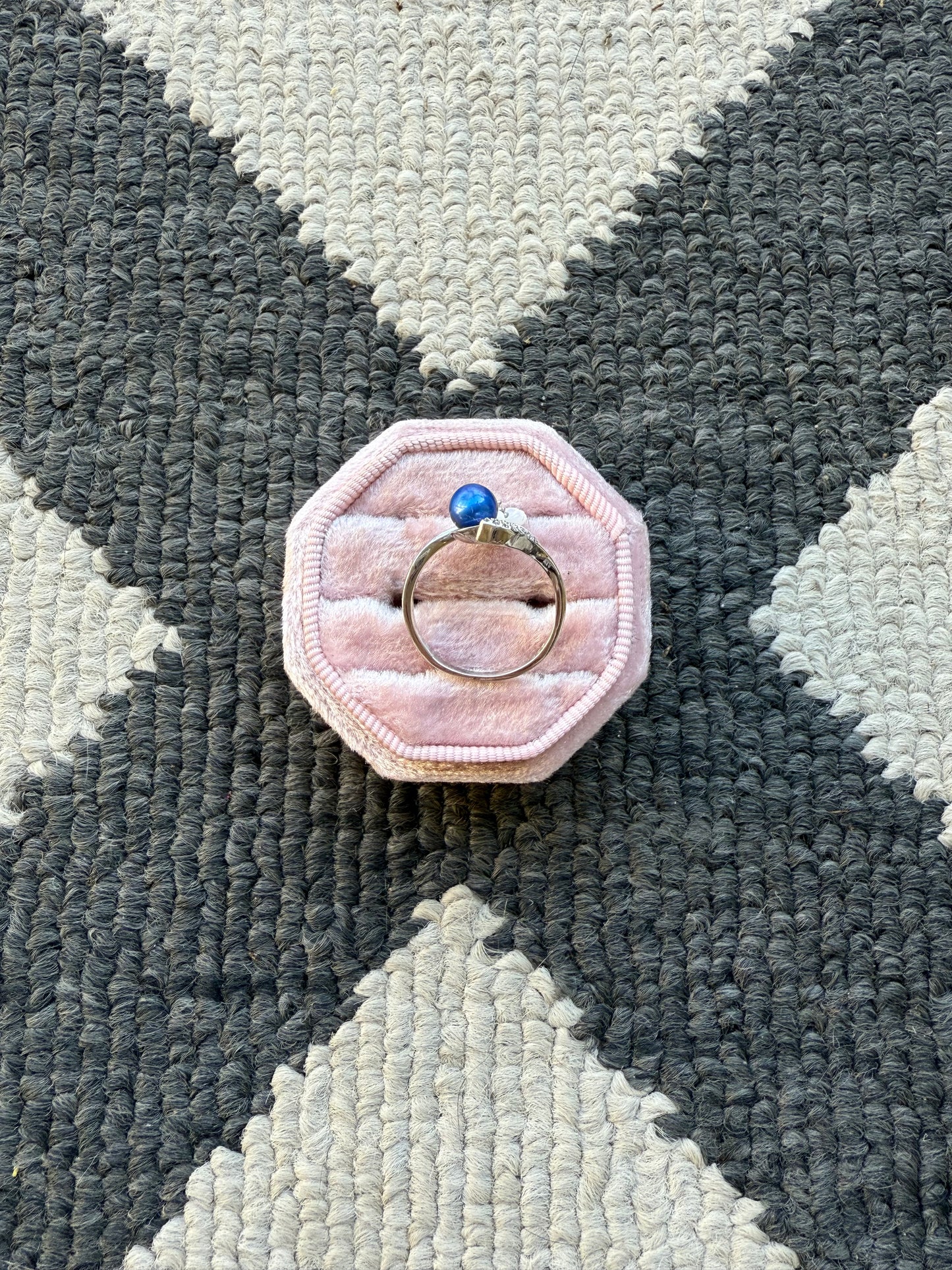 Sterling Blue Pearl Flower Ring (7.5-8)