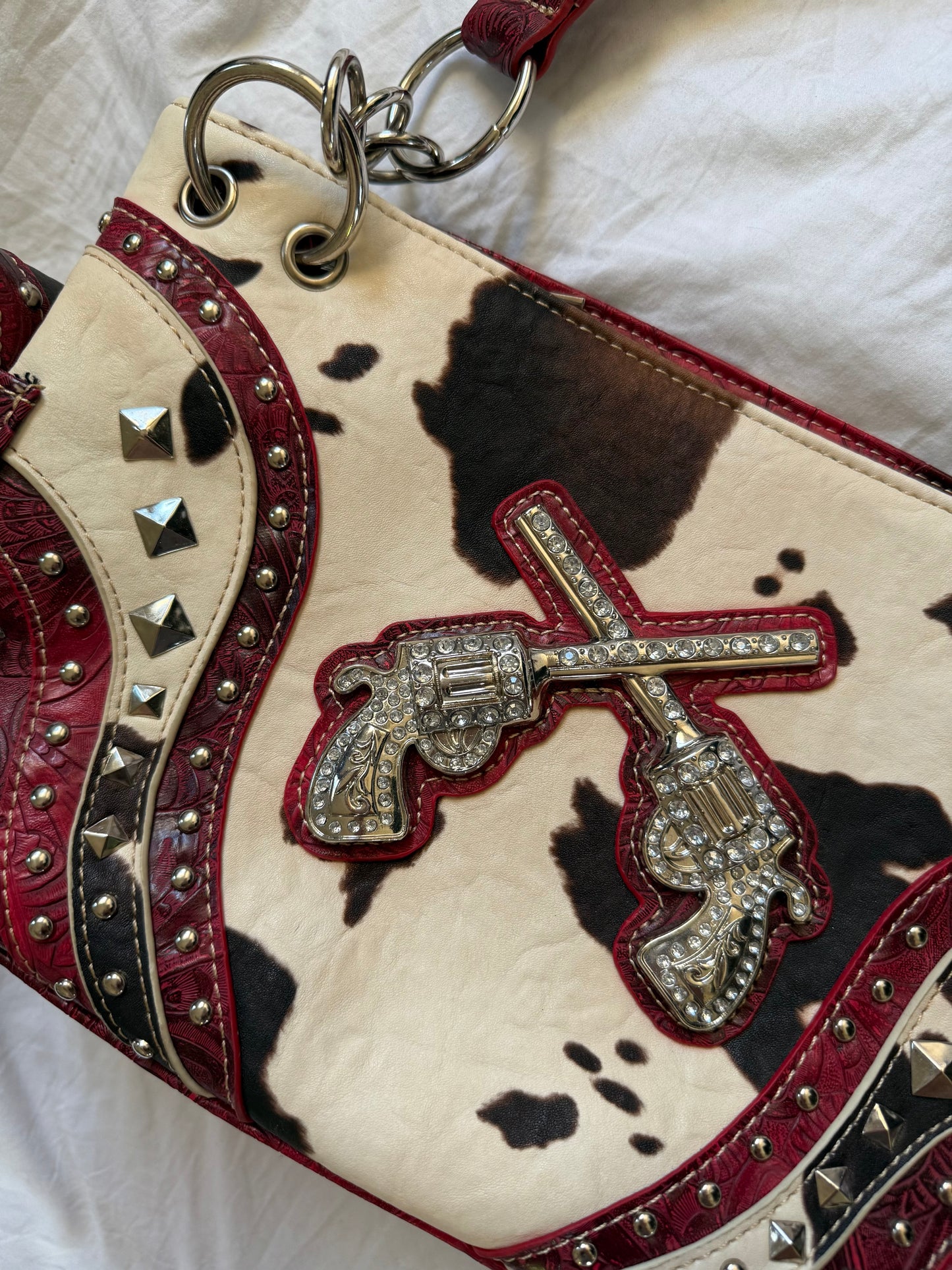 Cowhide Rhinestone Purse