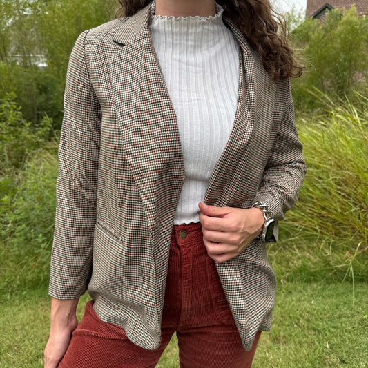 Neutral Plaid Blazer