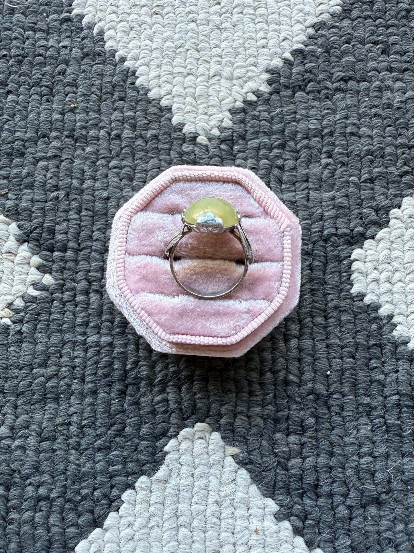 Sterling Leaf Green Ring (6.5)