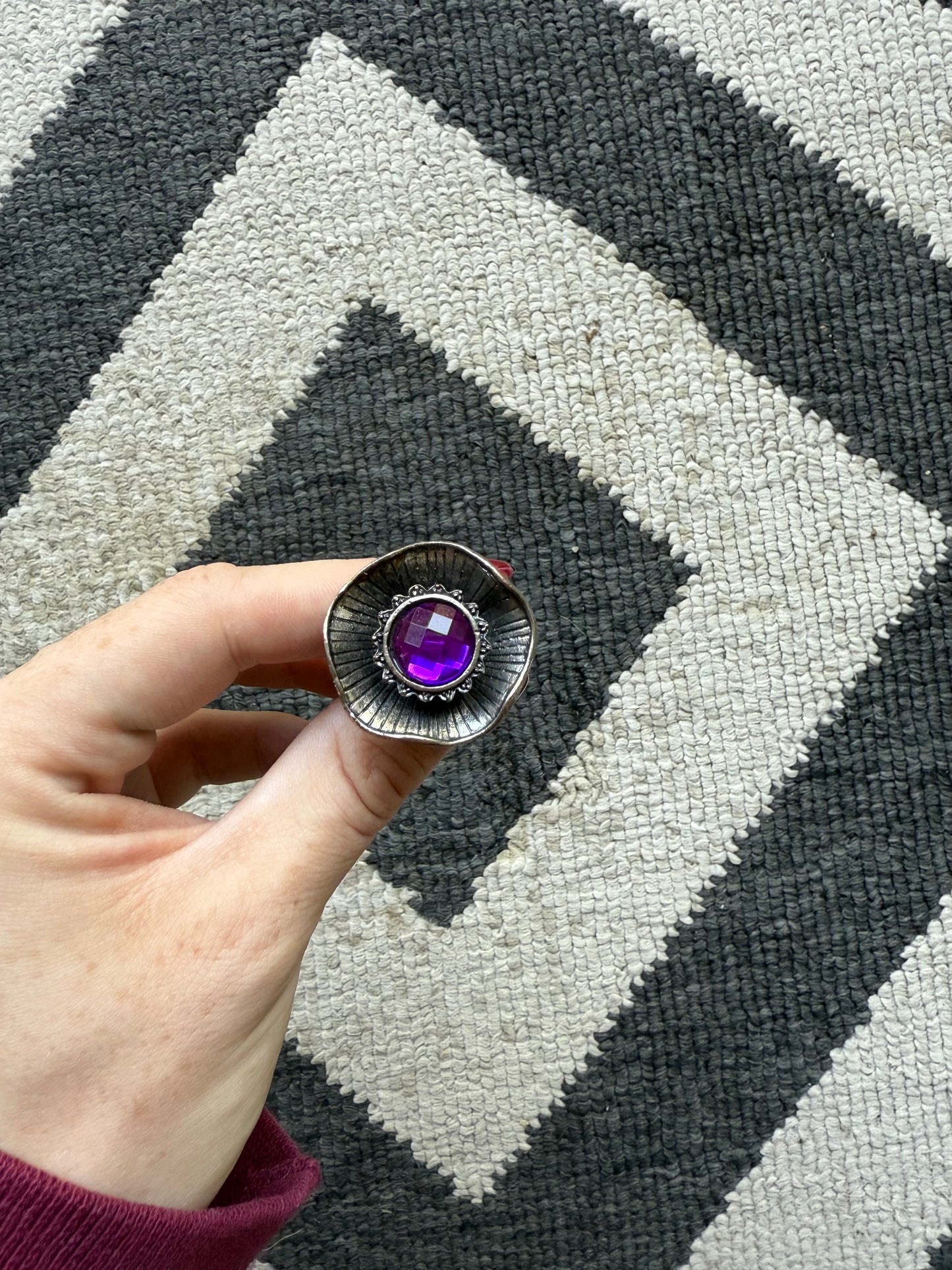 Dark Purple Flower Ring (7-8.5)