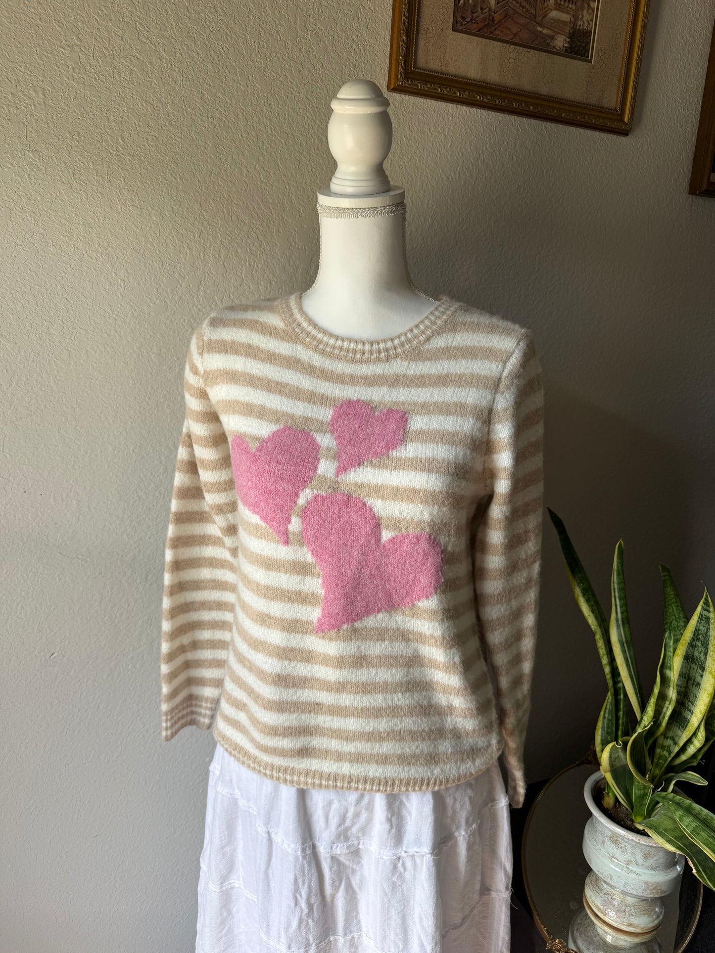 S - Striped Heart Sweater