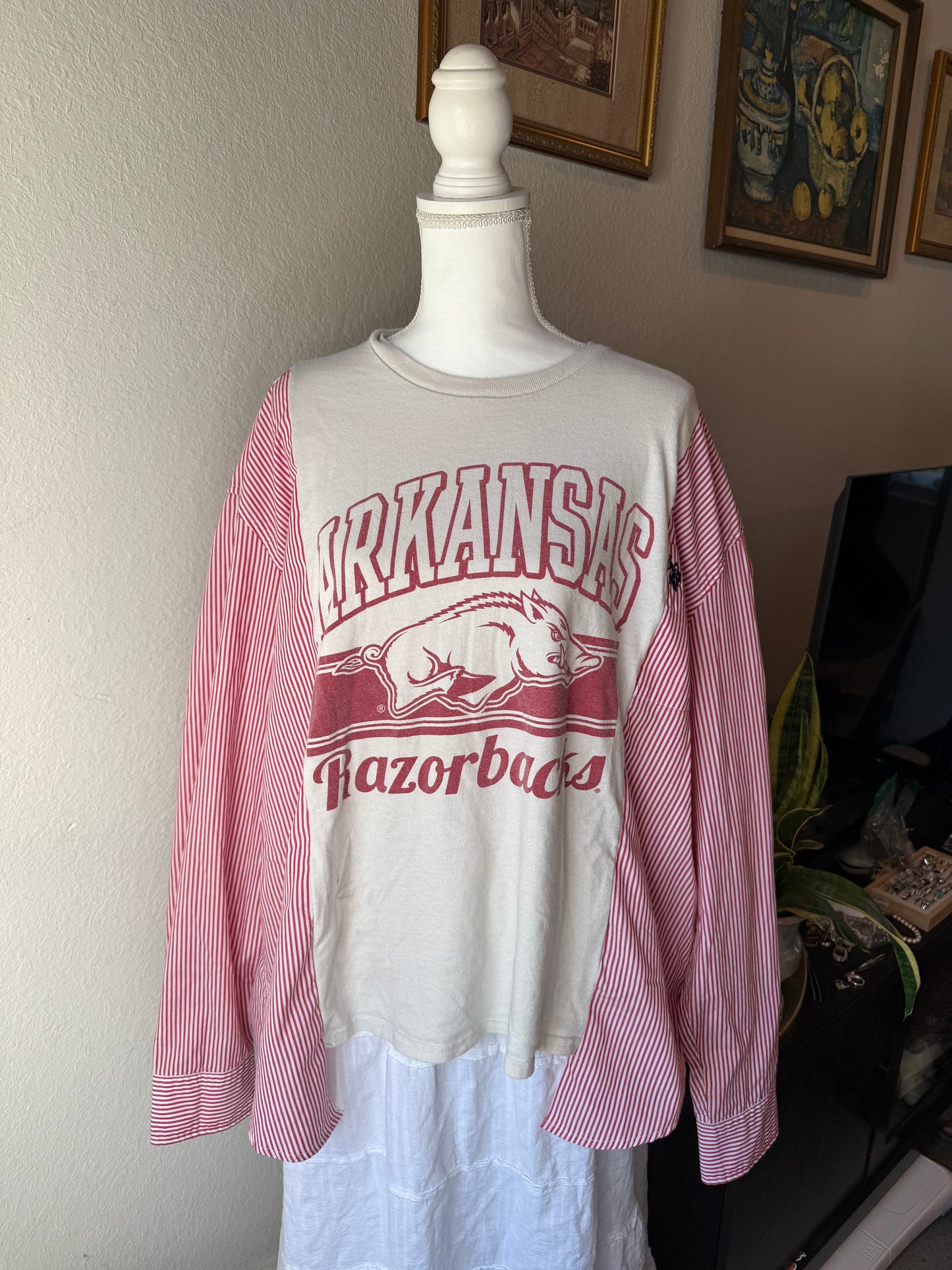 Arkansas Striped Button Up