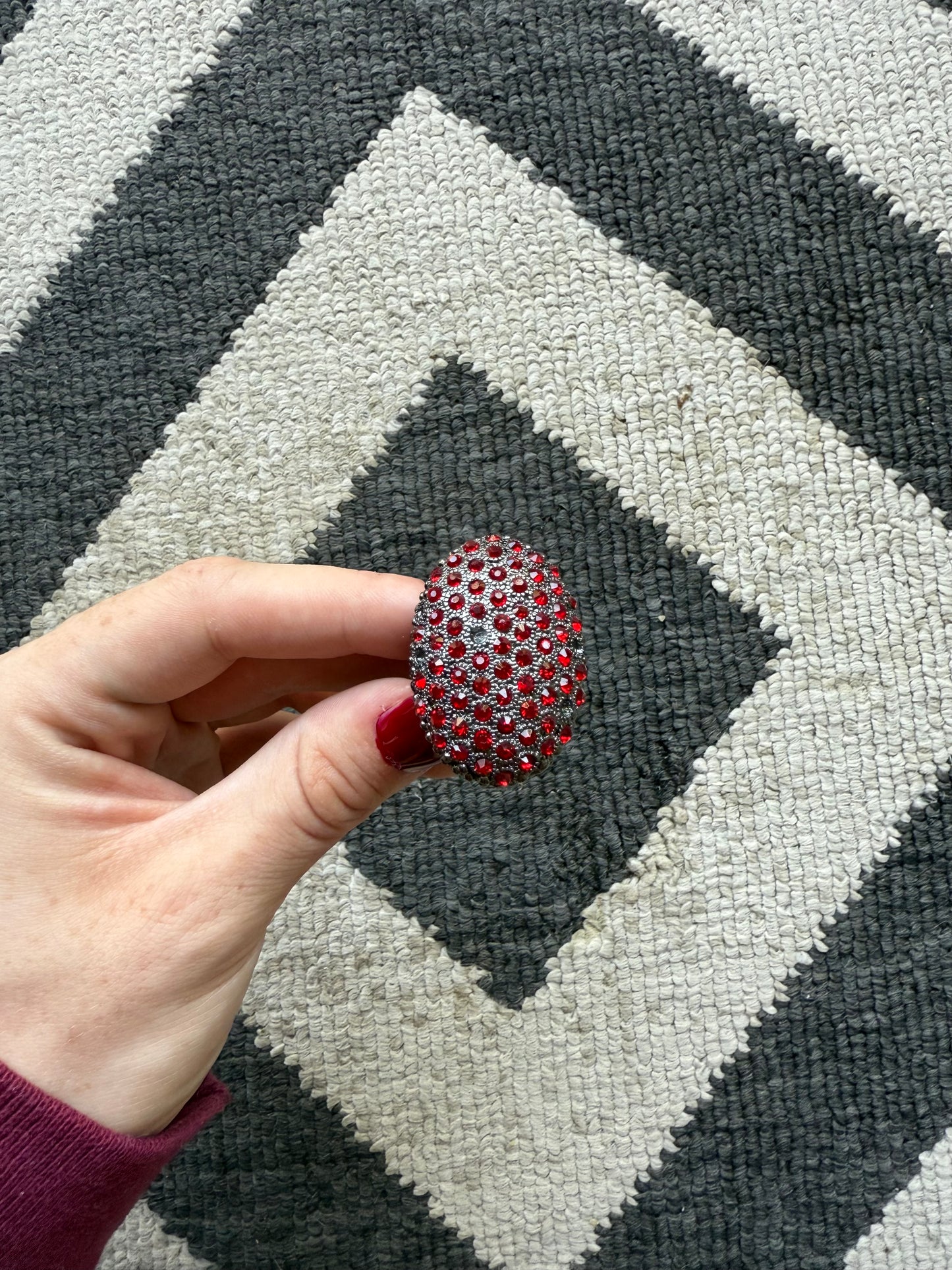 Red Rhinestone Egg Ring (7.5)