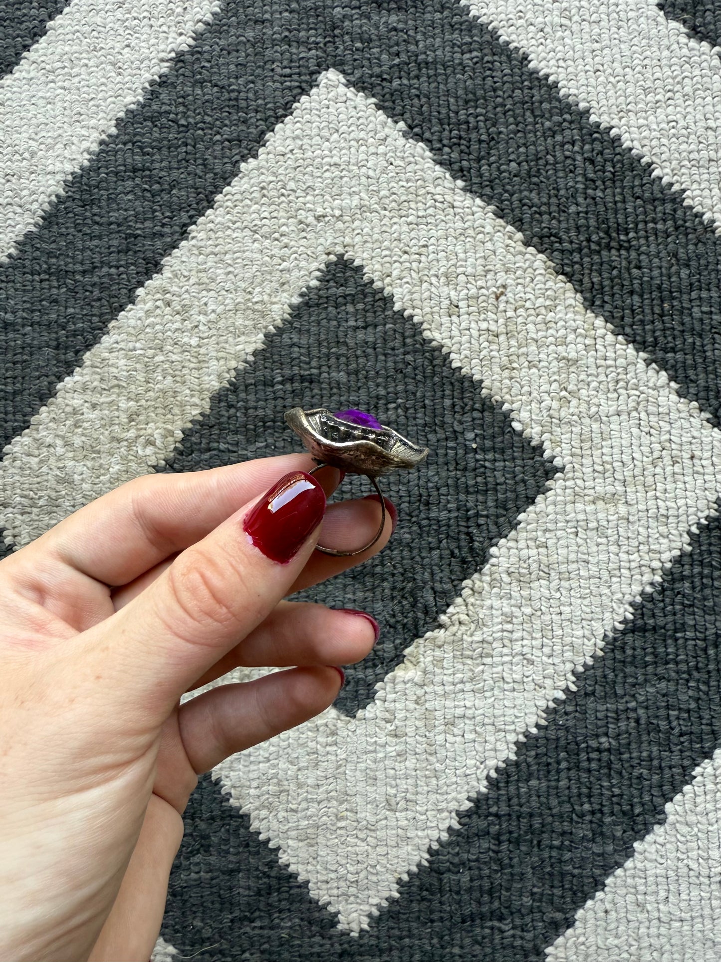 Dark Purple Flower Ring (7-8.5)
