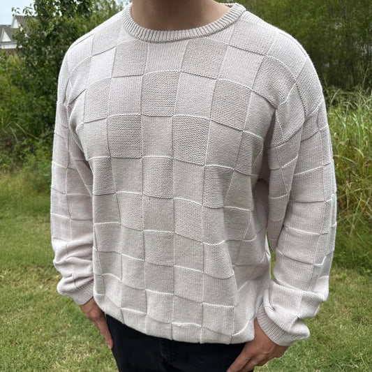 Cream Checkered Sweater