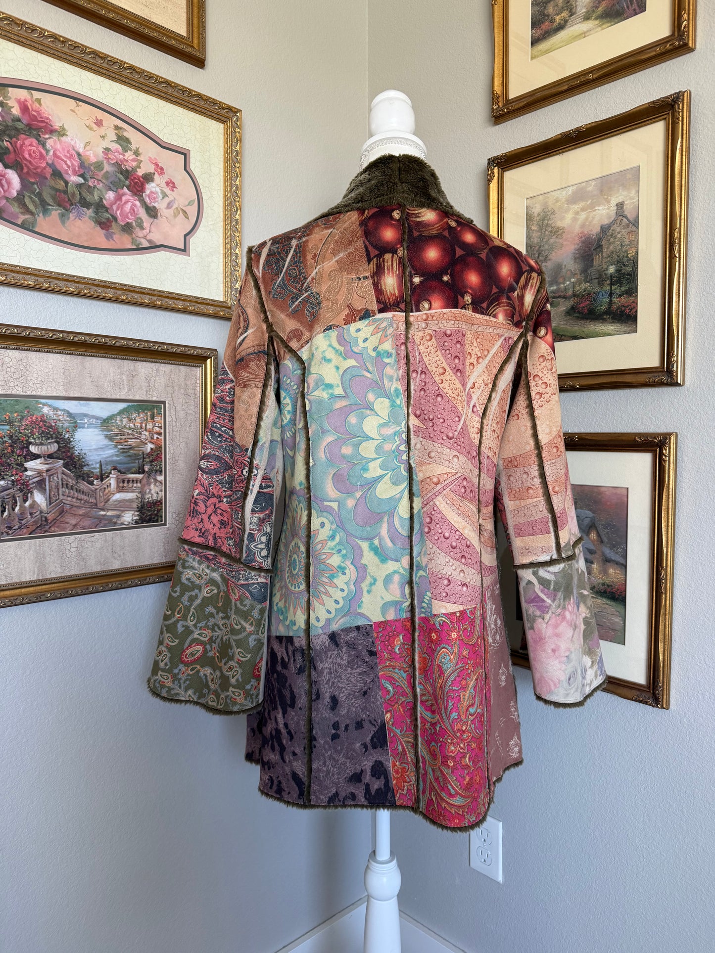 Fur Lined Colorful Coat