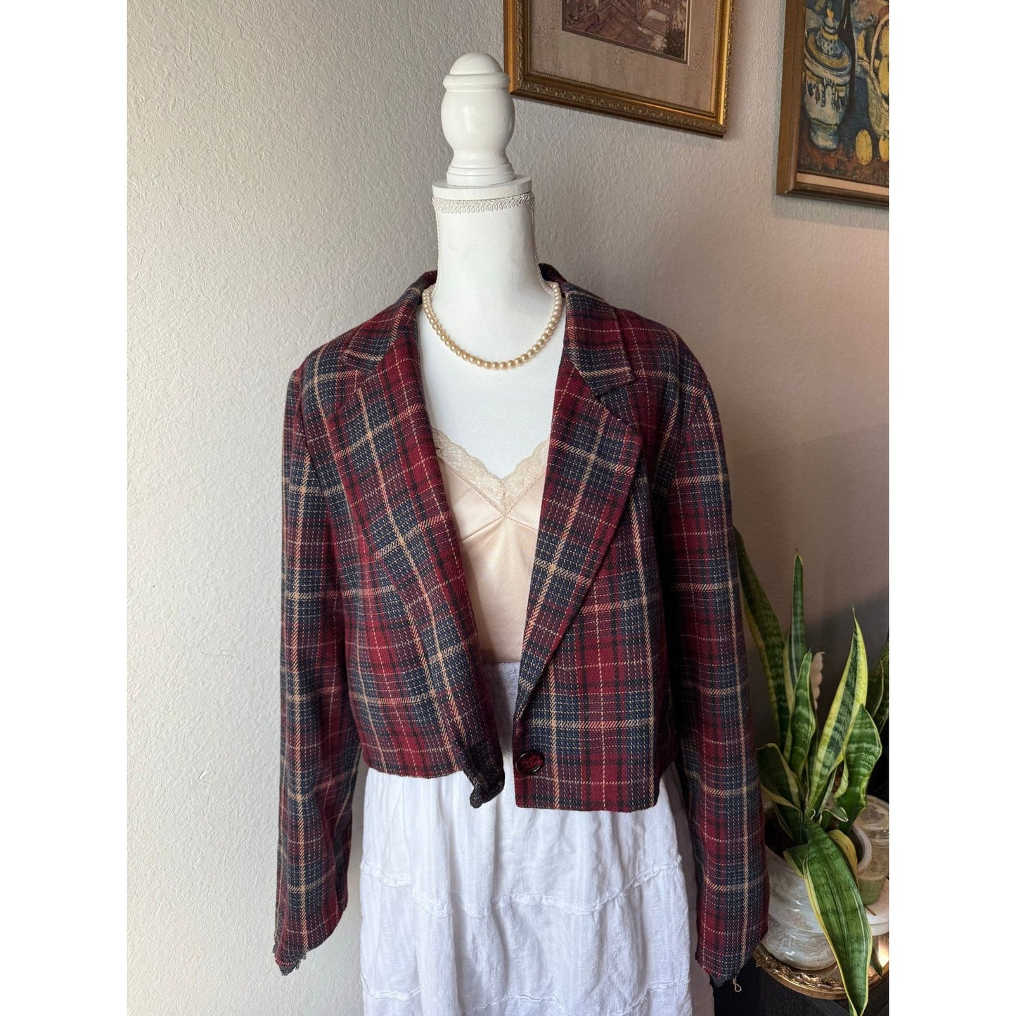 Plaid Cropped Blazer