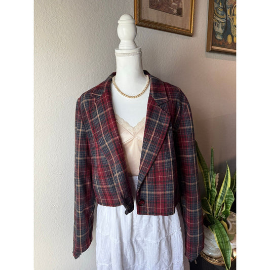 Plaid Cropped Blazer