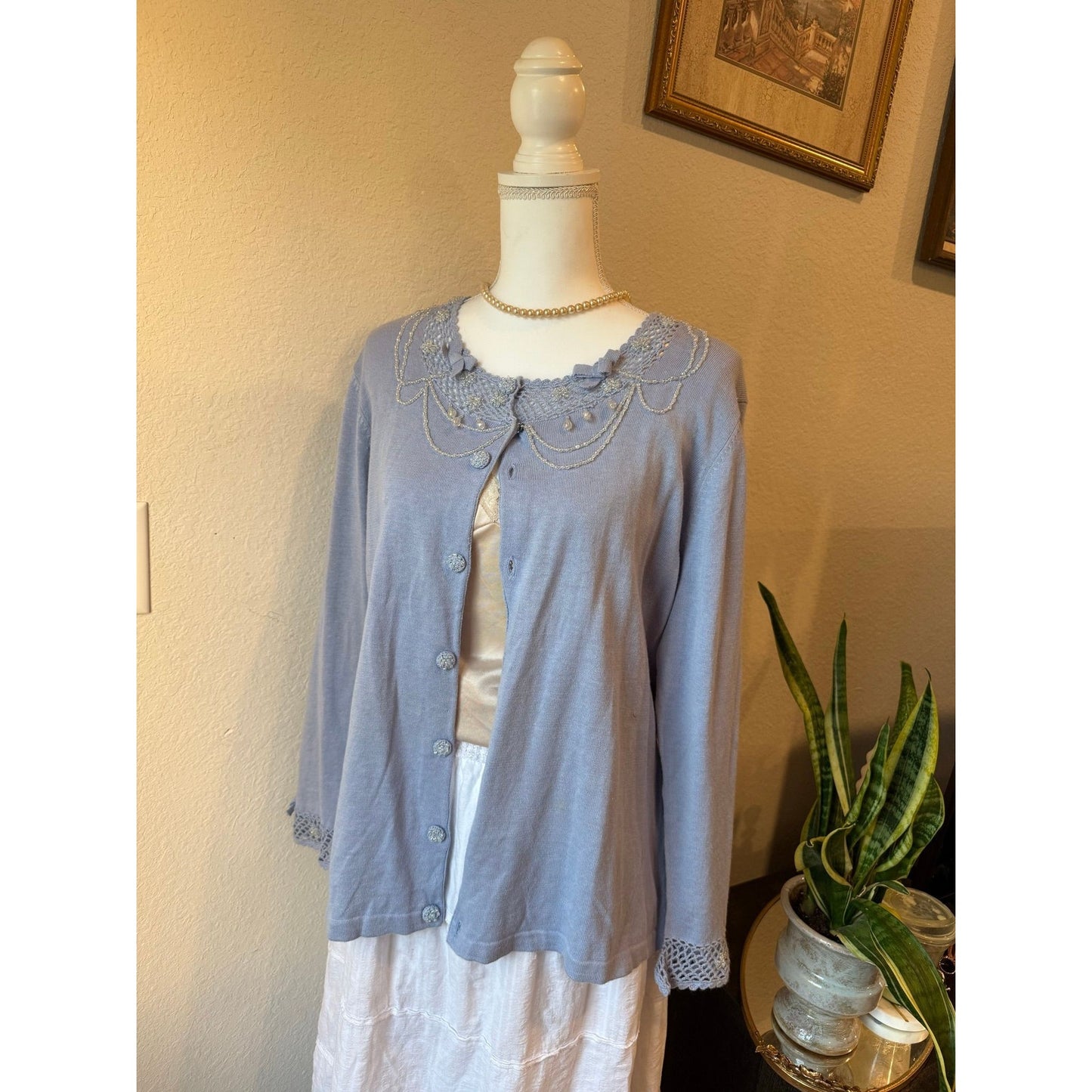 Periwinkle Beaded Lace Top