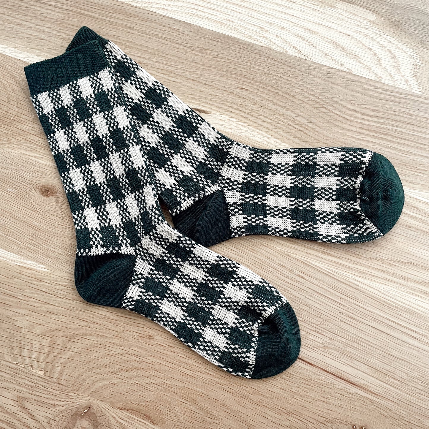 Green Gingham Socks
