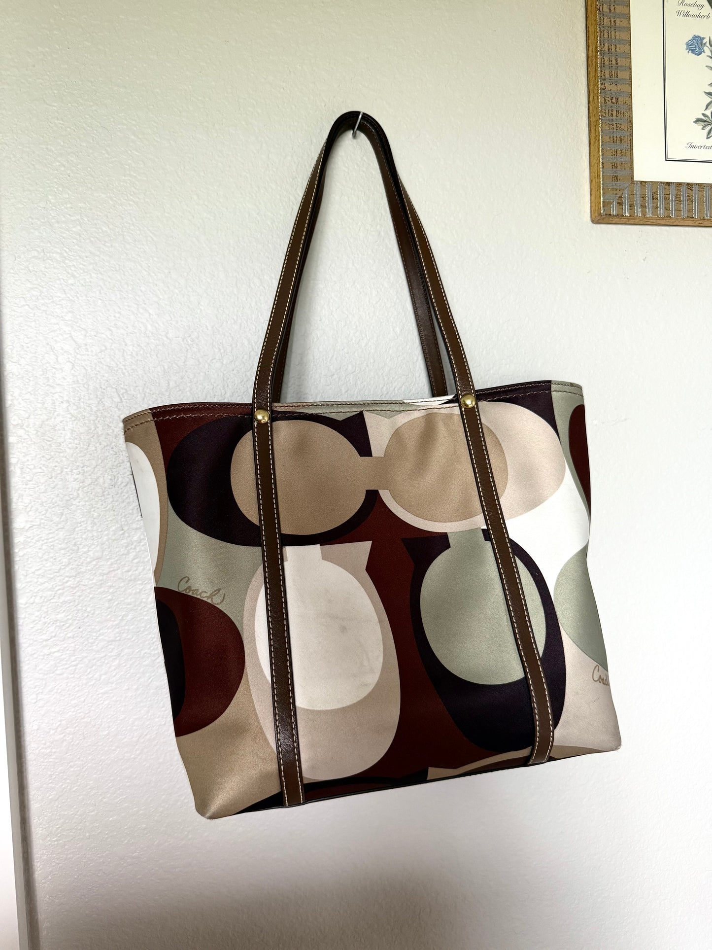 Coach Green & Brown Monogram Tote Bag in Original Box
