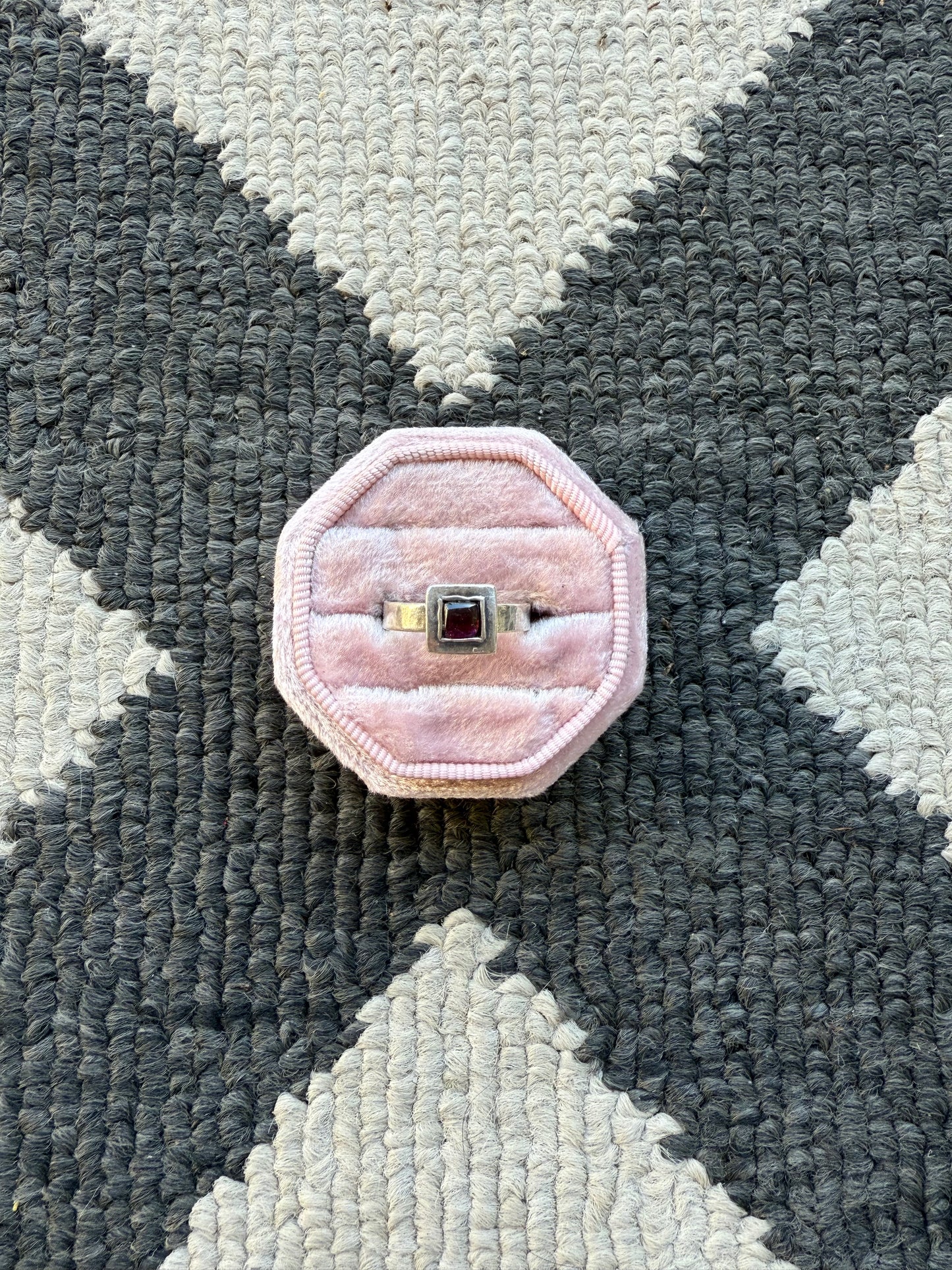 Sterling Garnet Square Ring (6.75)