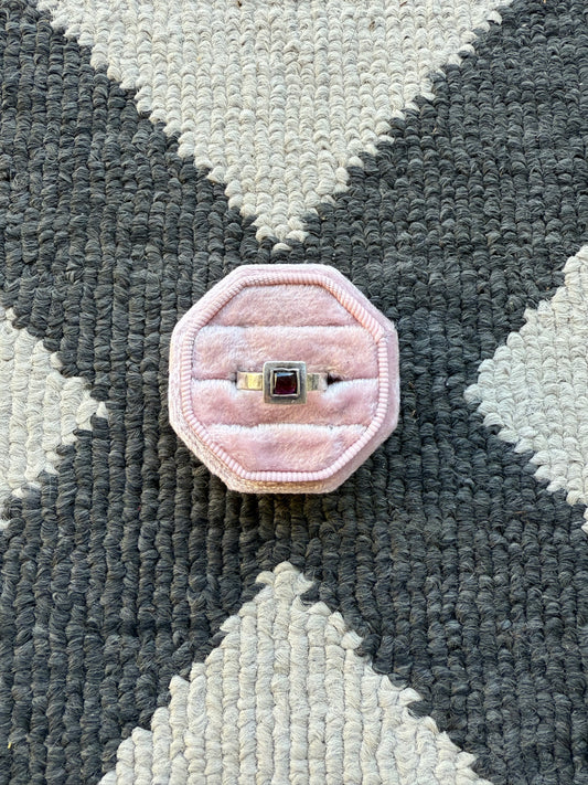 Sterling Garnet Square Ring (6.75)