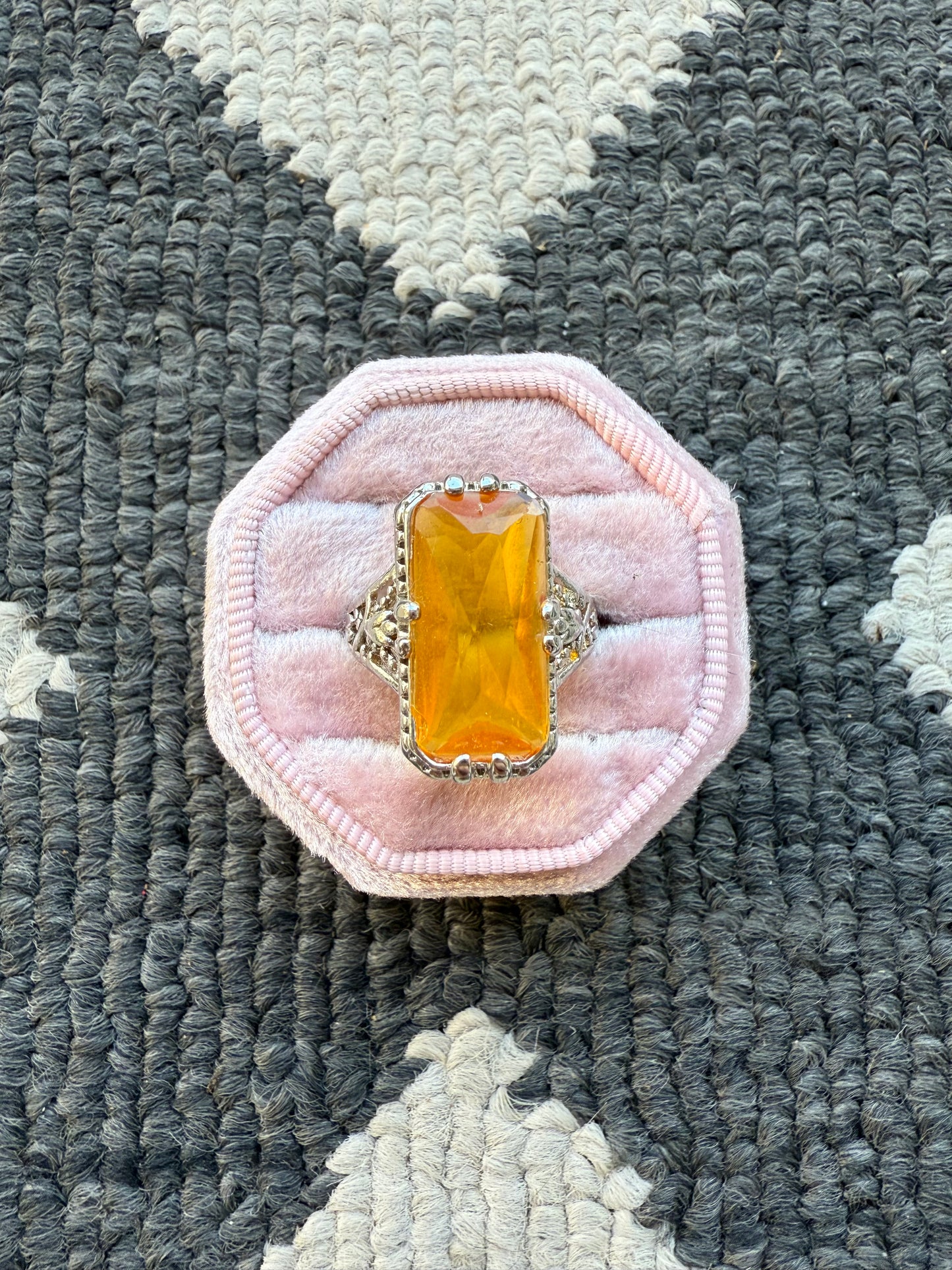 Sterling Orange Filigree Ring (7.25)