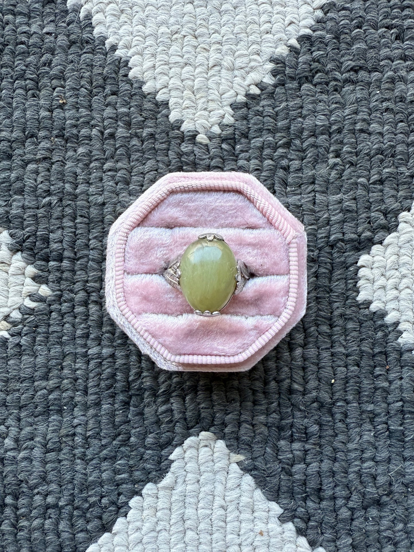 Sterling Leaf Green Ring (6.5)