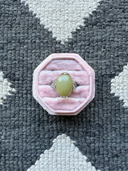 Sterling Leaf Green Ring (6.5)