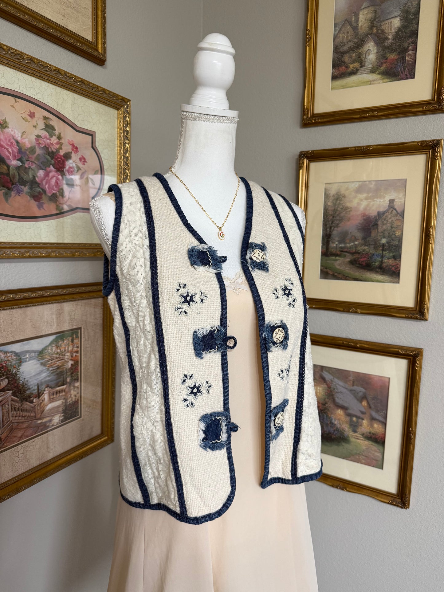 Cream Floral Vest