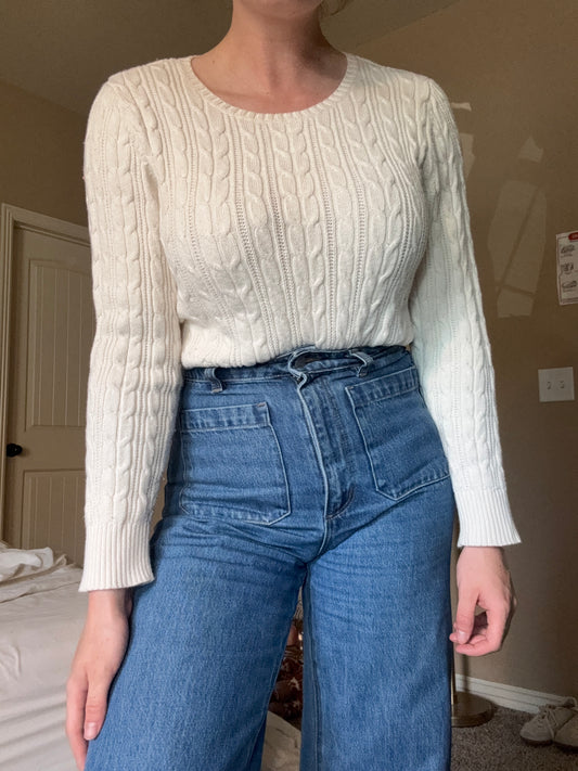 Cream Cable Knit Sweater