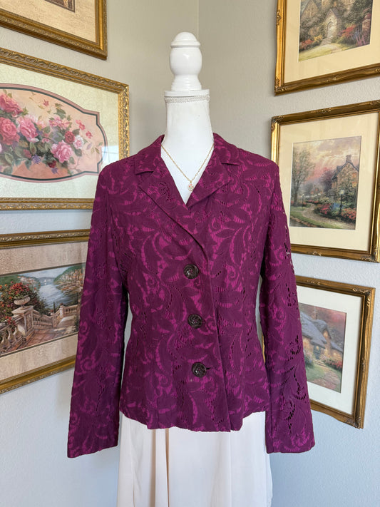 Magenta Lace Floral Buttonup