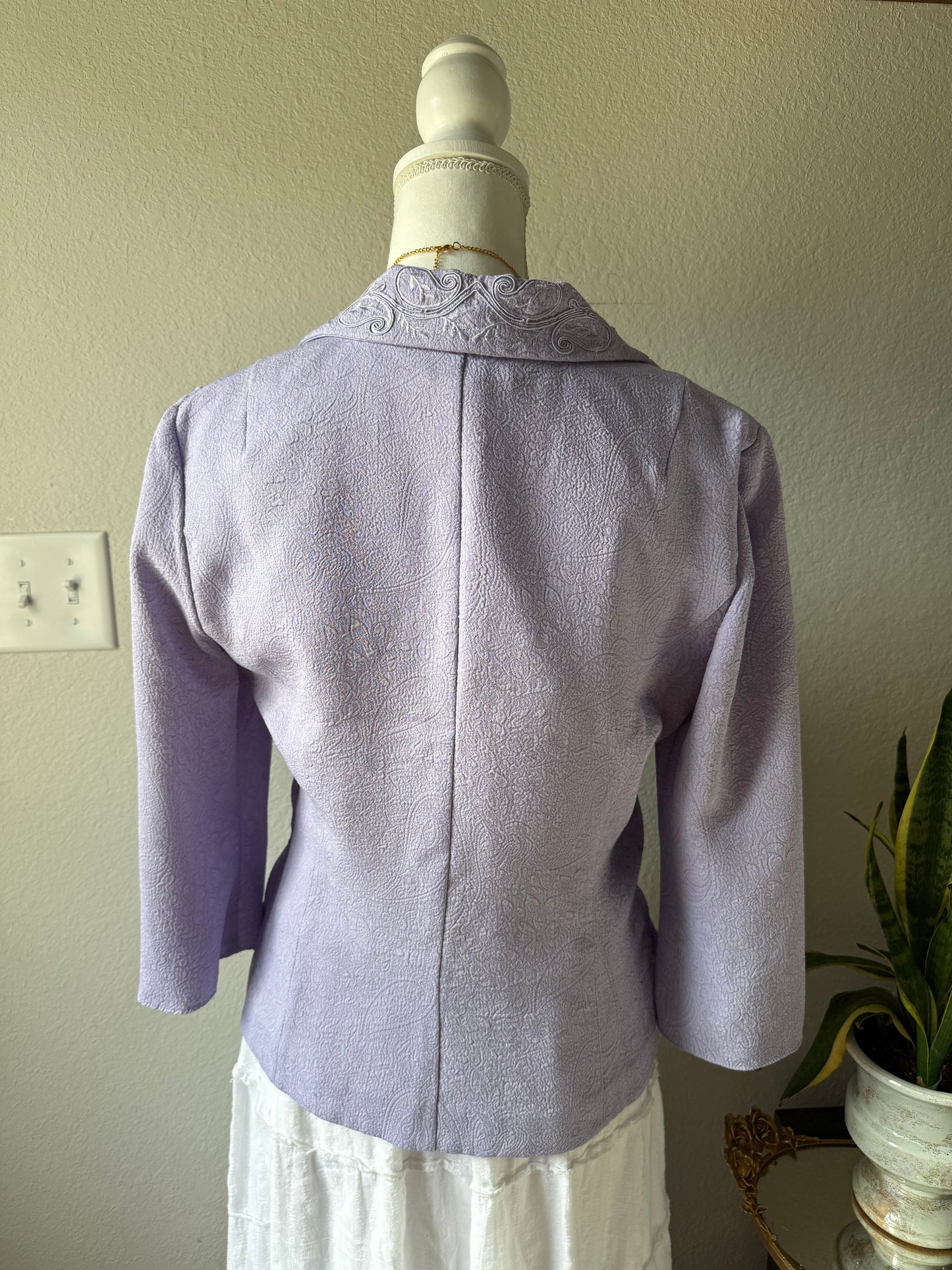 Lavender Embroidered Button Up