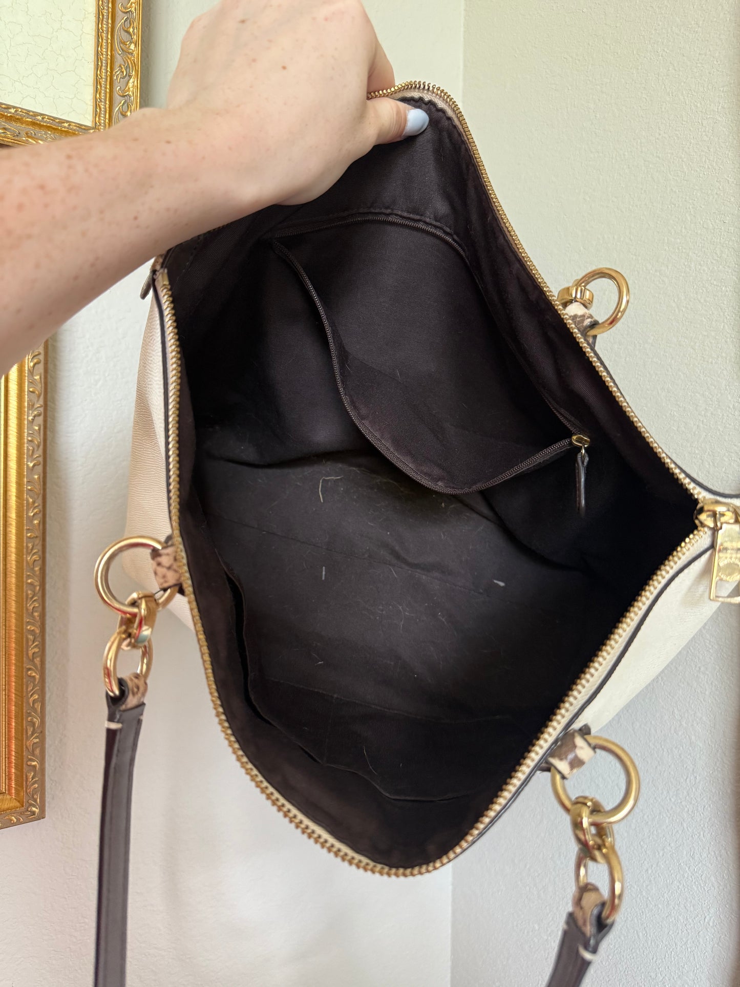 Coach White Snakeskin Tote Ava Bag