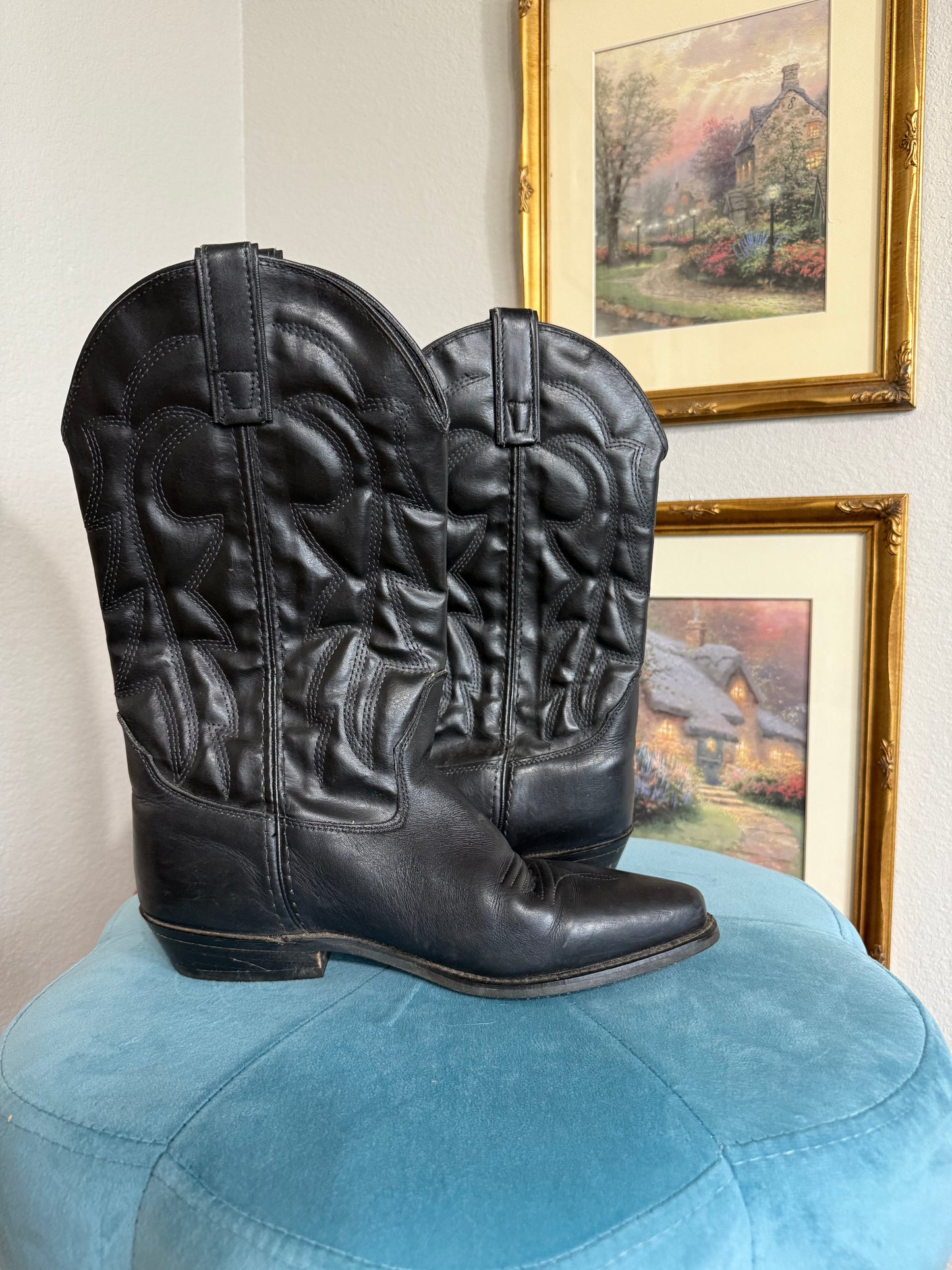 Vintage Capezio Black Western Cowboy Boots