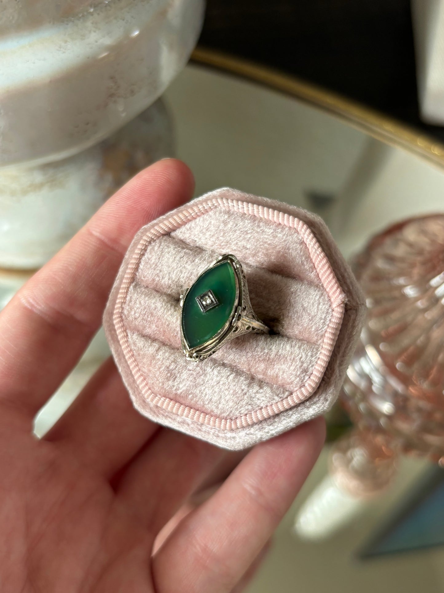 14k White Gold Antique Cameo Flip Ring