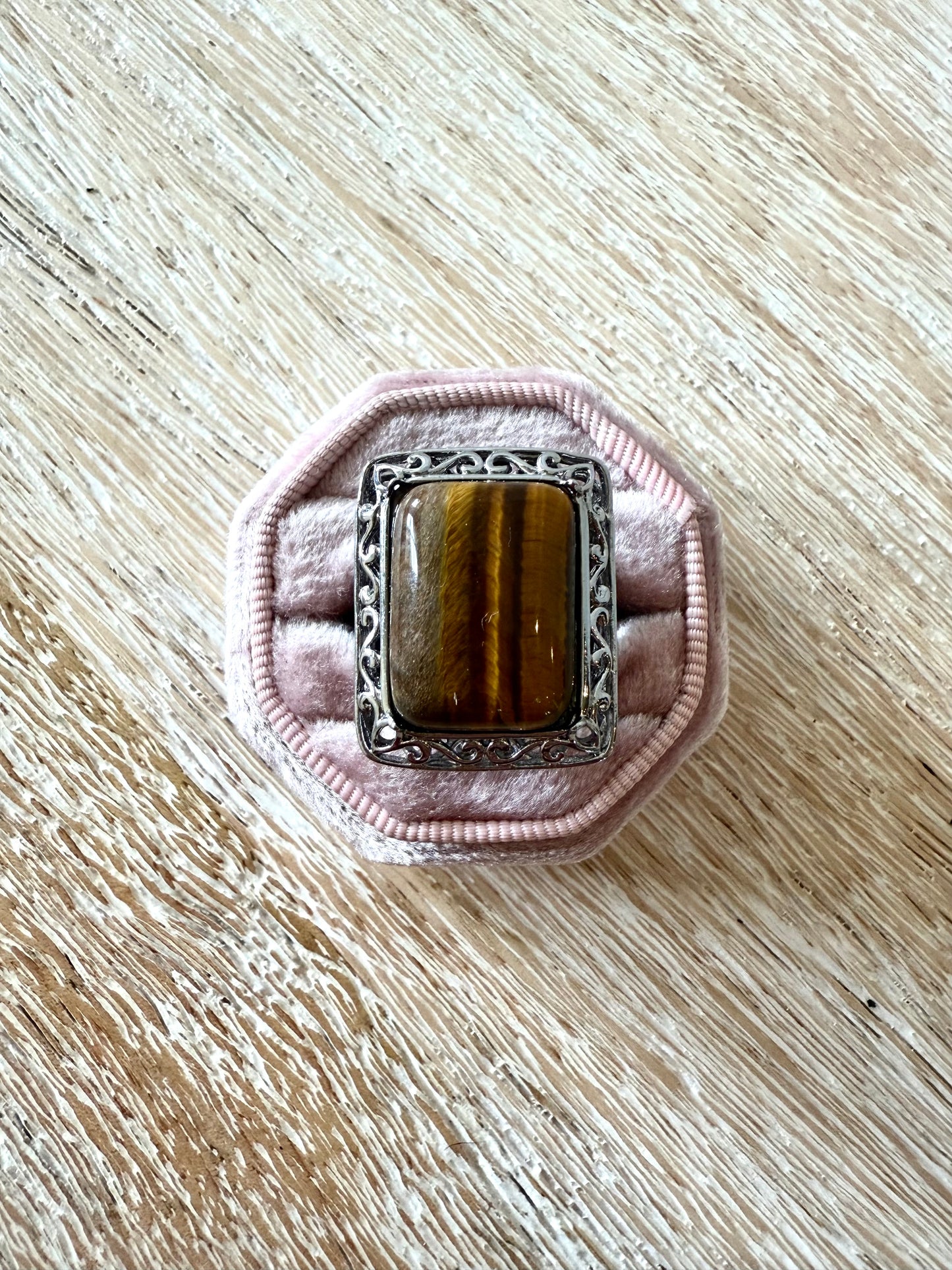 Steel Tiger's Eye Frame Ring (7)