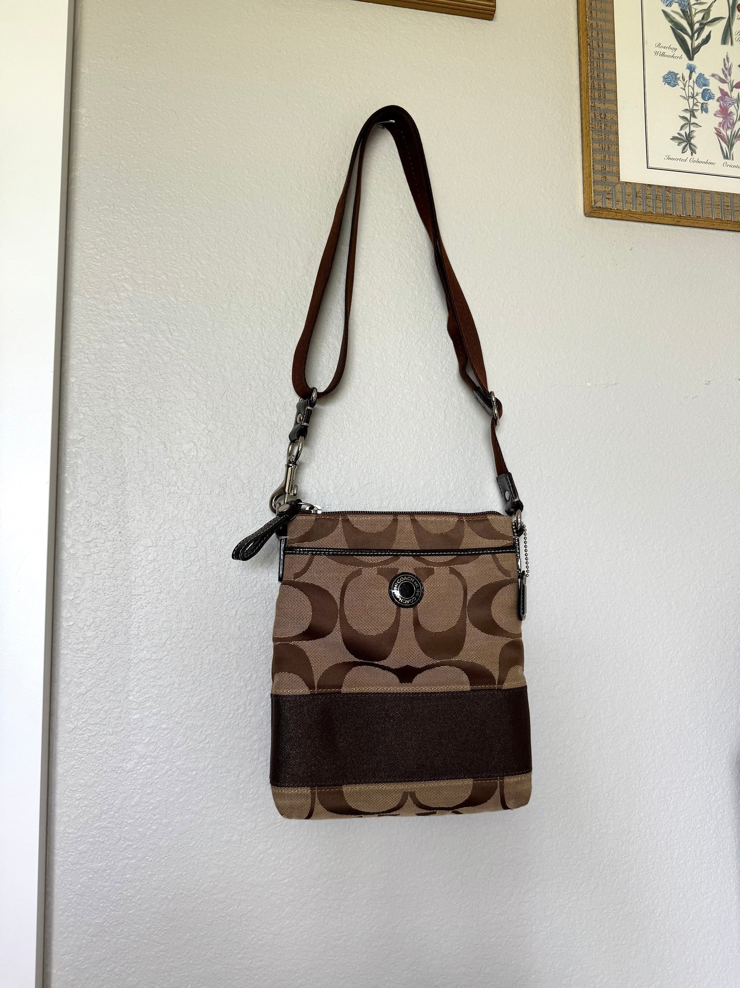 Coach Monochrome Brown Adjustable Crossbody Bag