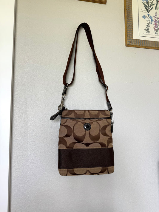 Coach Monochrome Brown Adjustable Crossbody Bag