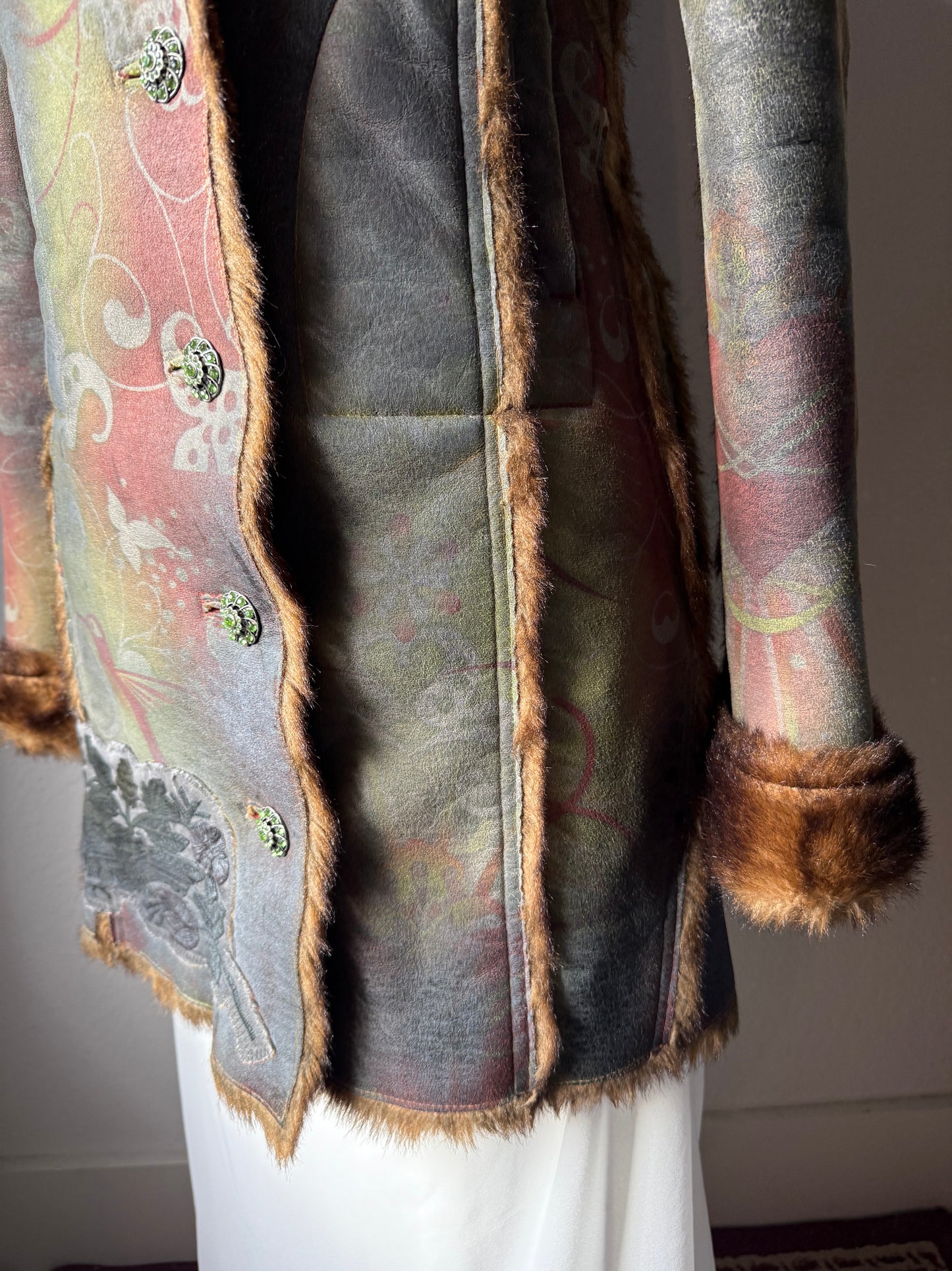 Fur Lined Colorful Coat