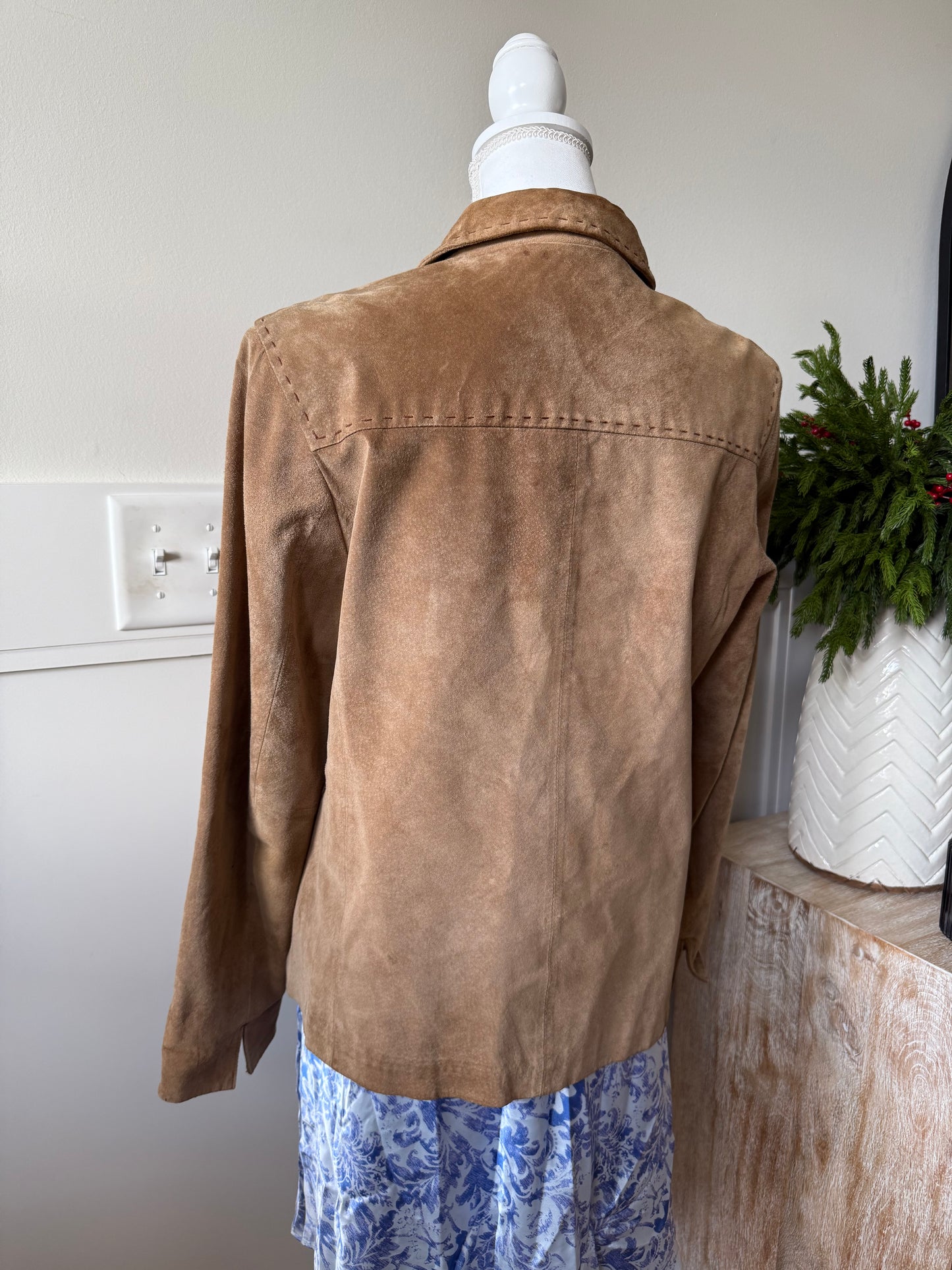 Brown Suede Button Up Jacket