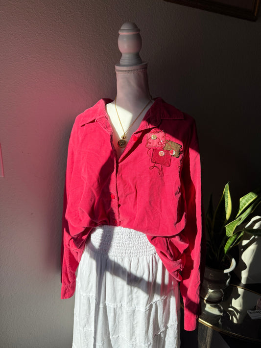 Pink Corduroy Button Up