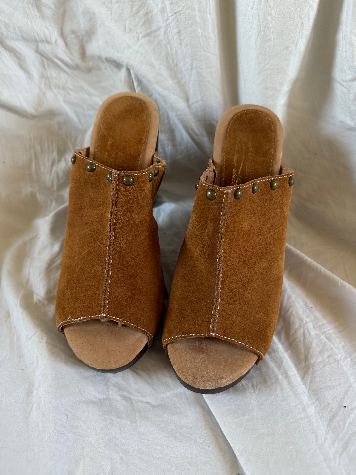 Tan Studded Mules