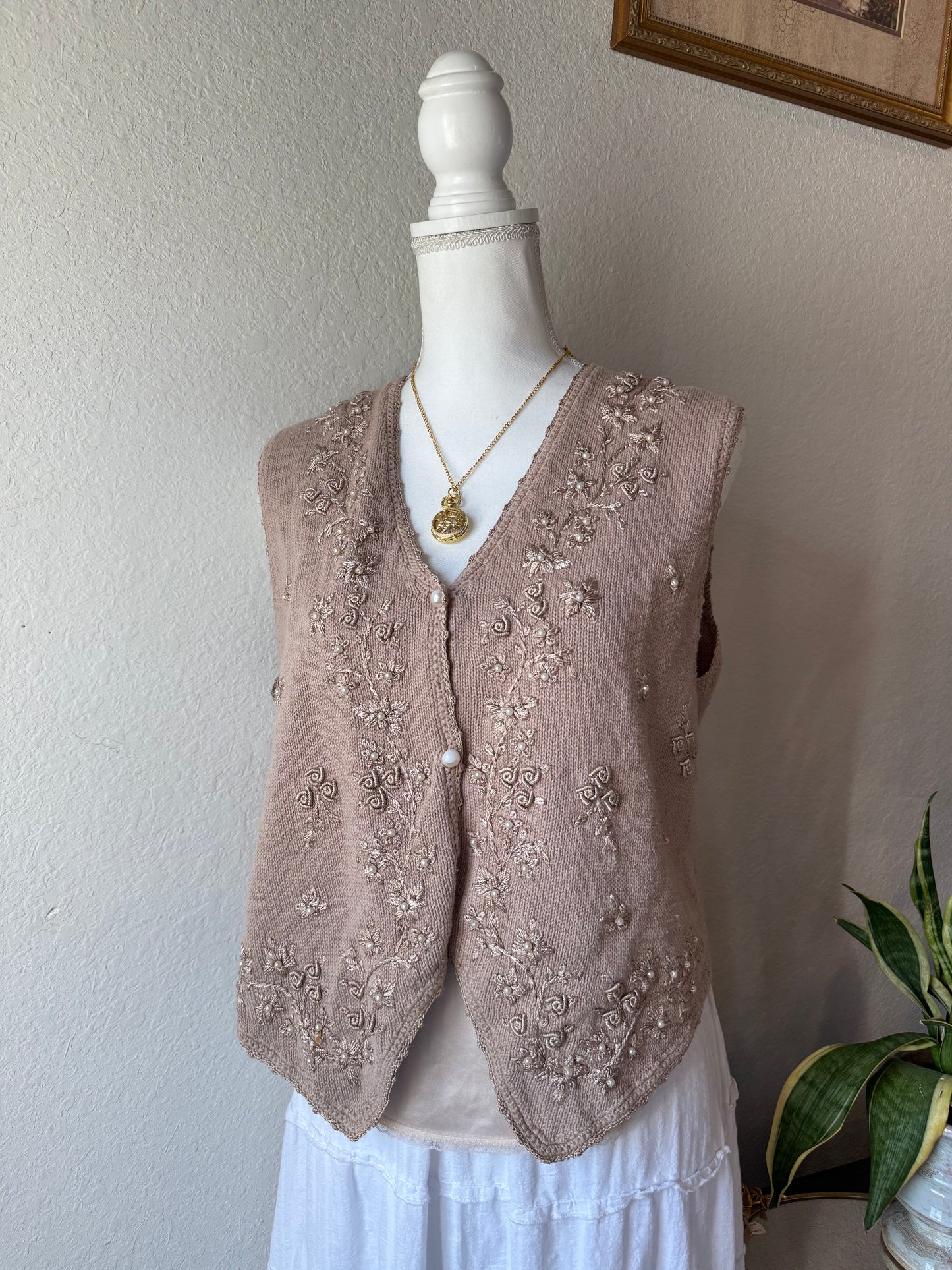 Brown Embellished Vest