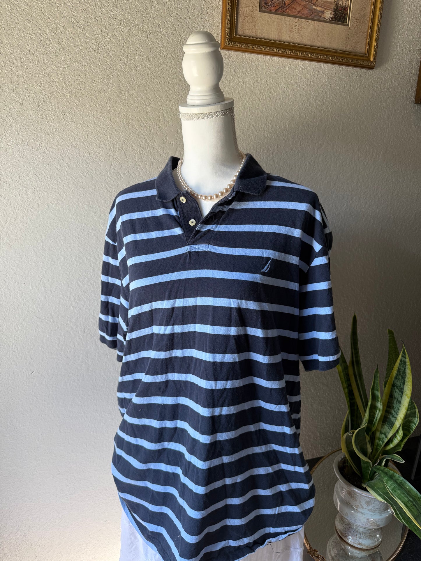 XL - Blue Striped Polo