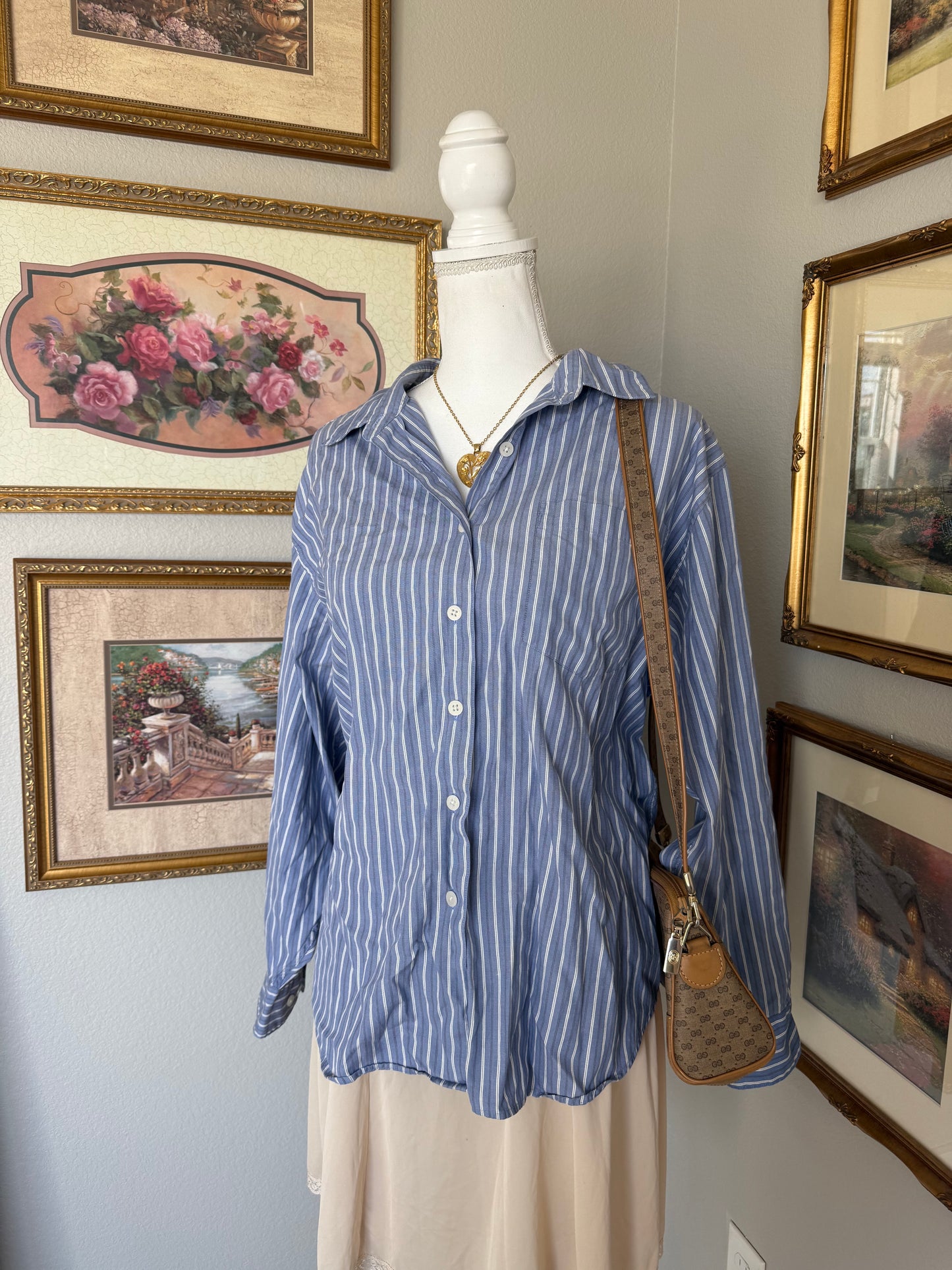 LL Bean Striped Button Up