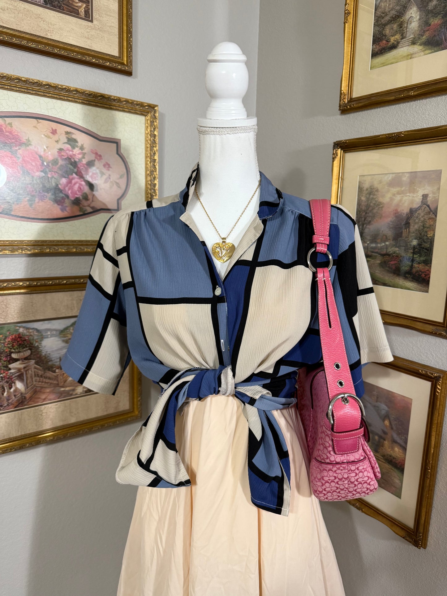 Blue Block Button Up