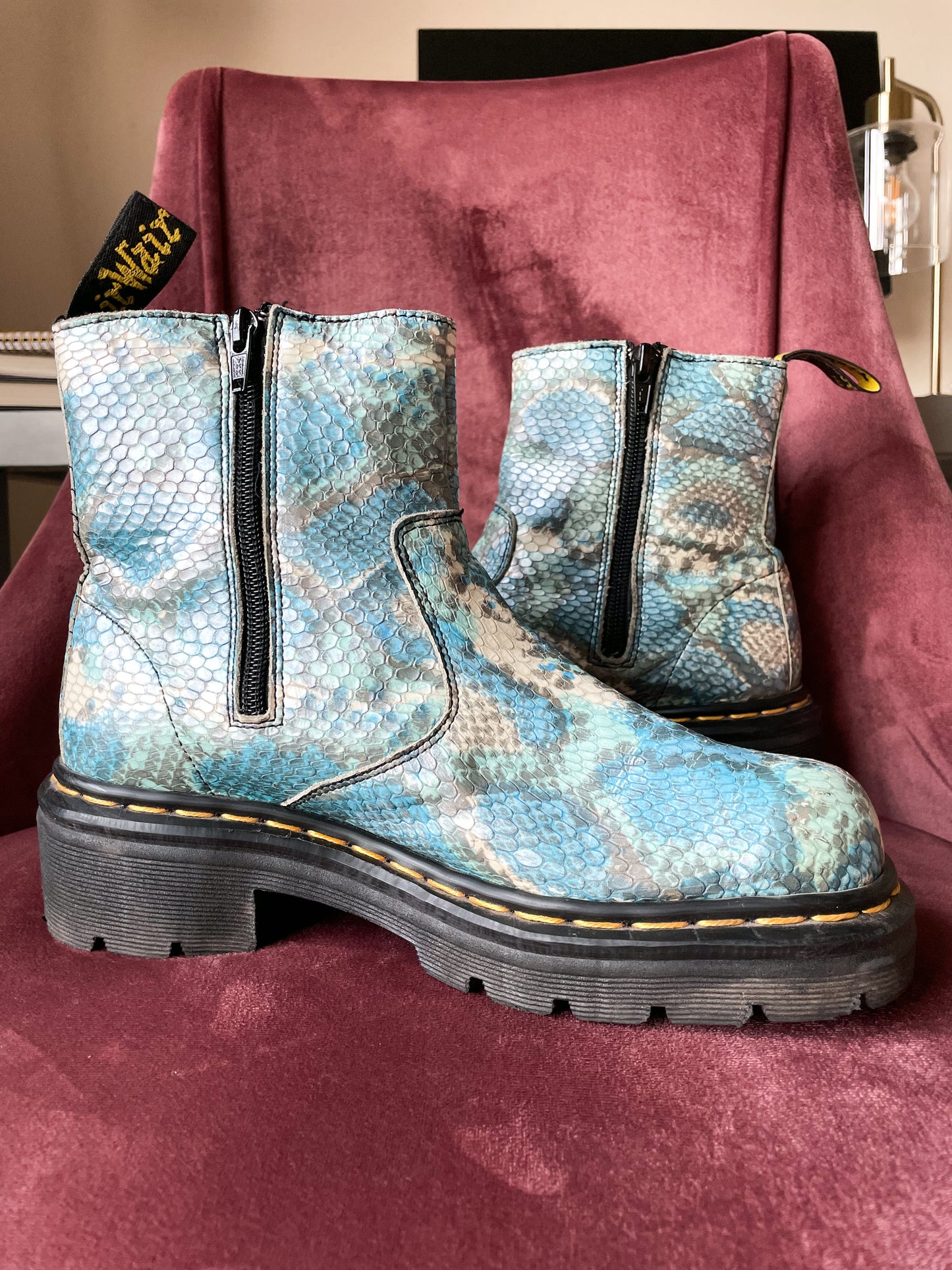 Blue Snakeskin Boots